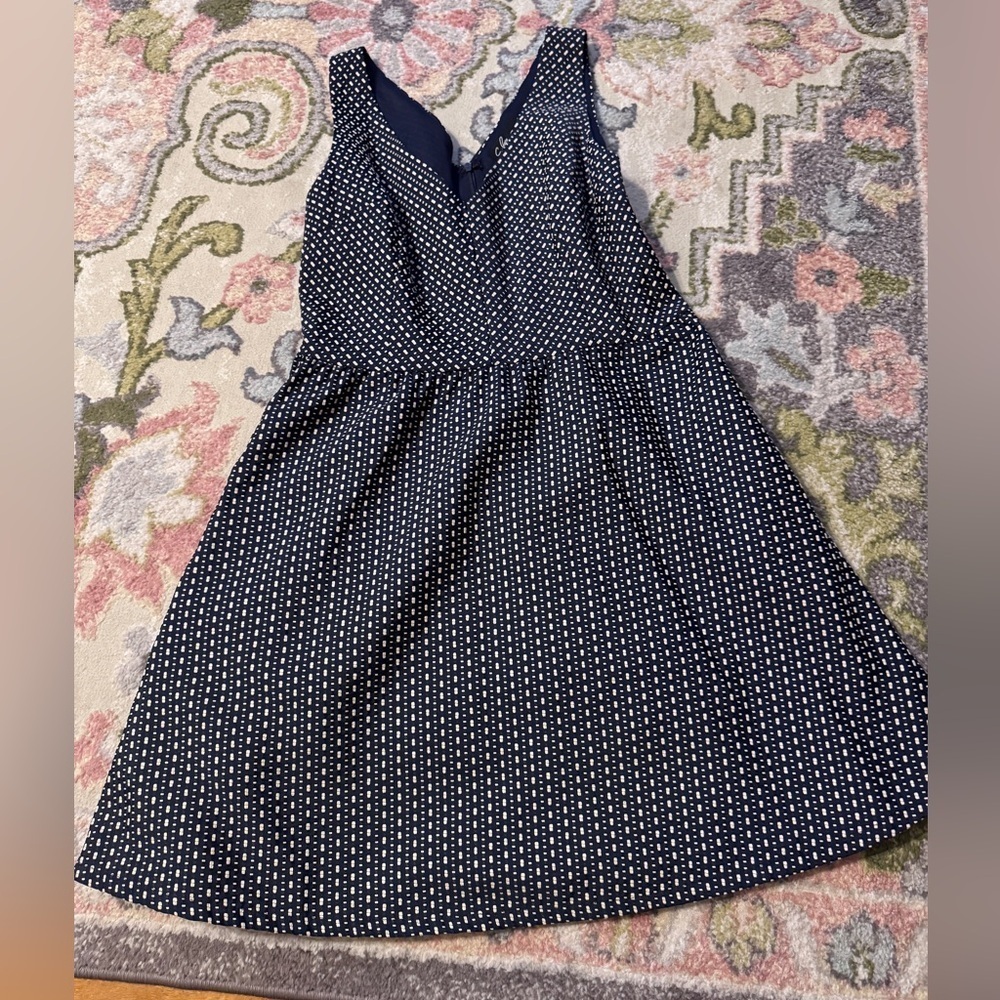 C. Luce Navy and cream Polka Dot Dress​